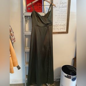Olive green Dessy Bridesmaid dress